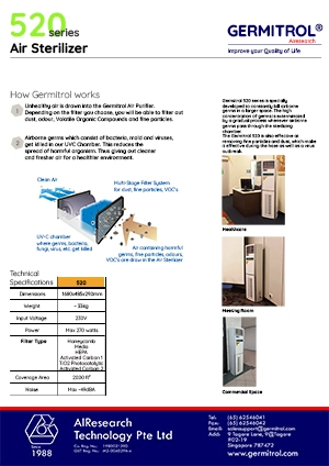 Germitrol 520 Air Purifier Back Brochure