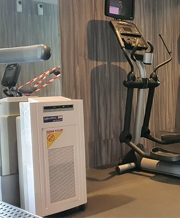 Germitrol Air Purifier in a gym
